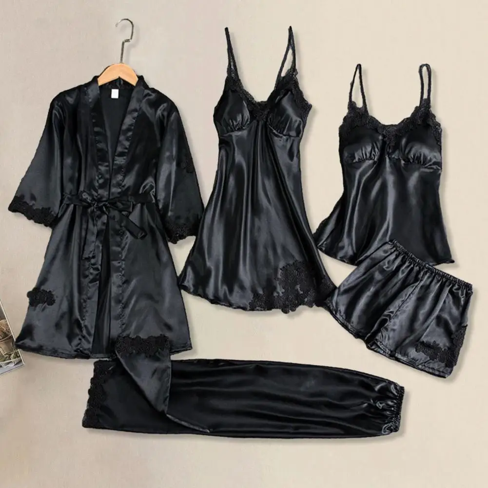 5 piece satin online pajama set