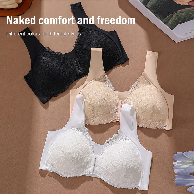 Women's Comfortable Sexy Nude Feel Soft Comfortable Breathable Deep V Ring  and Traceless Wireless Bras Sexy Comfy at  Women's Clothing store