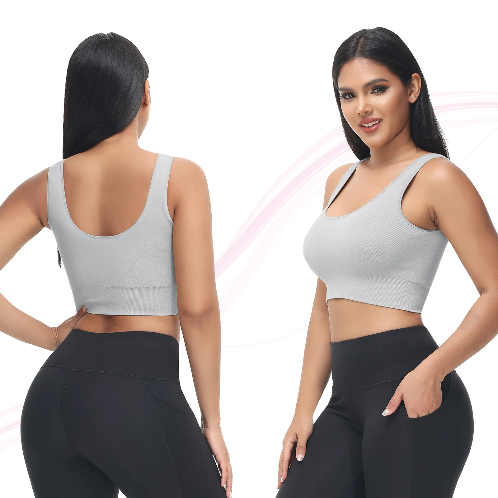 Seamless Sport Bras Women Plus Size Sexy Gym Crop Tops Breathable Solid  Yoga Bra Workout Sports Top Sports Underwear S-XXXL