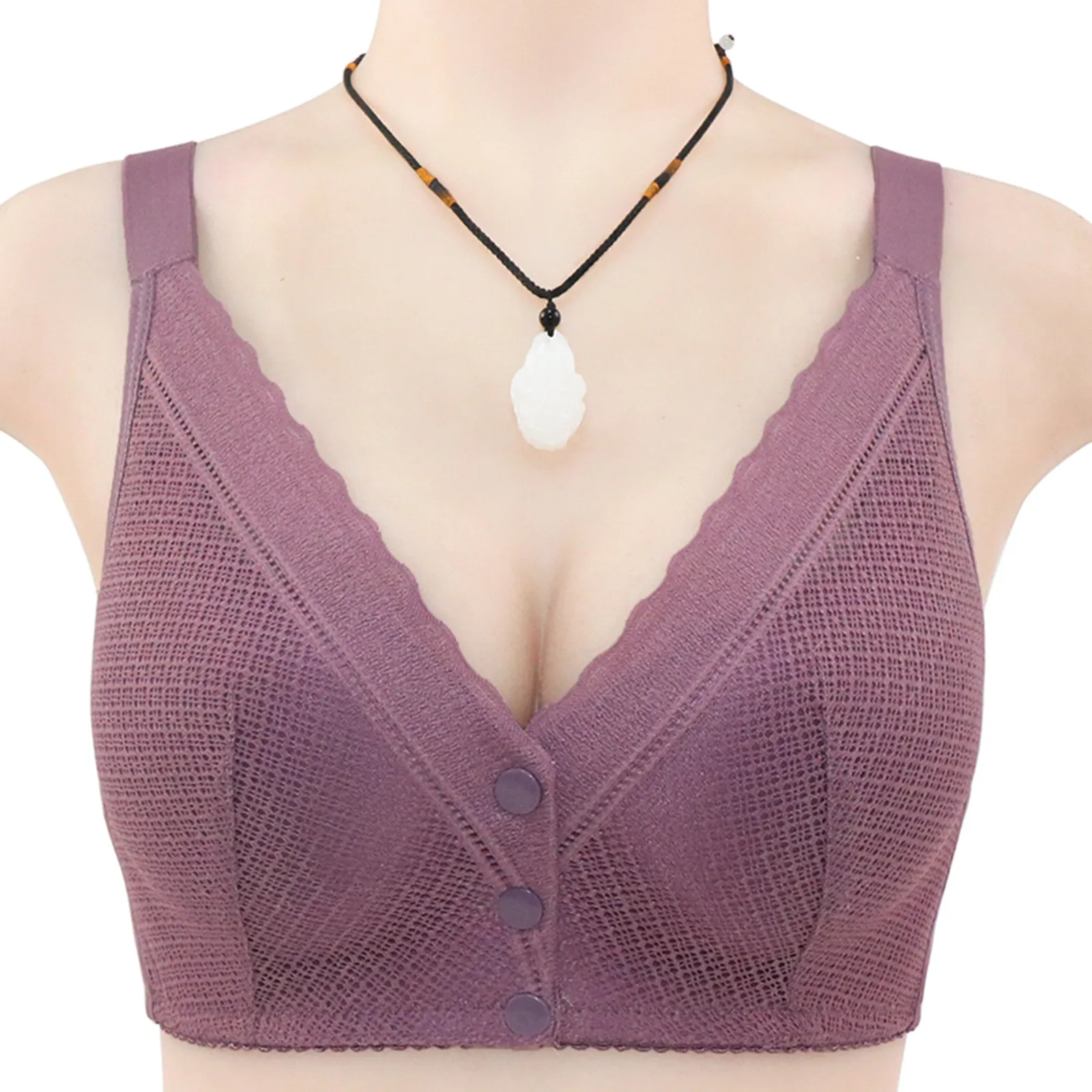 Women Sports Bras New Sexy Lace Mesh Front Button Large Size