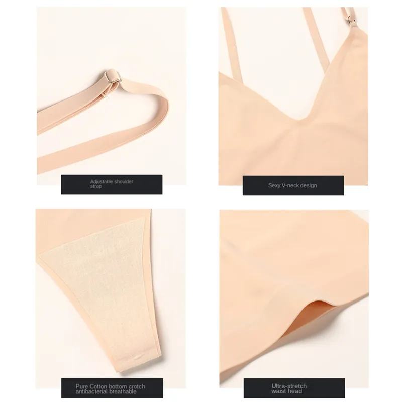 New creative front buckle seamless underwear women's stretch tank