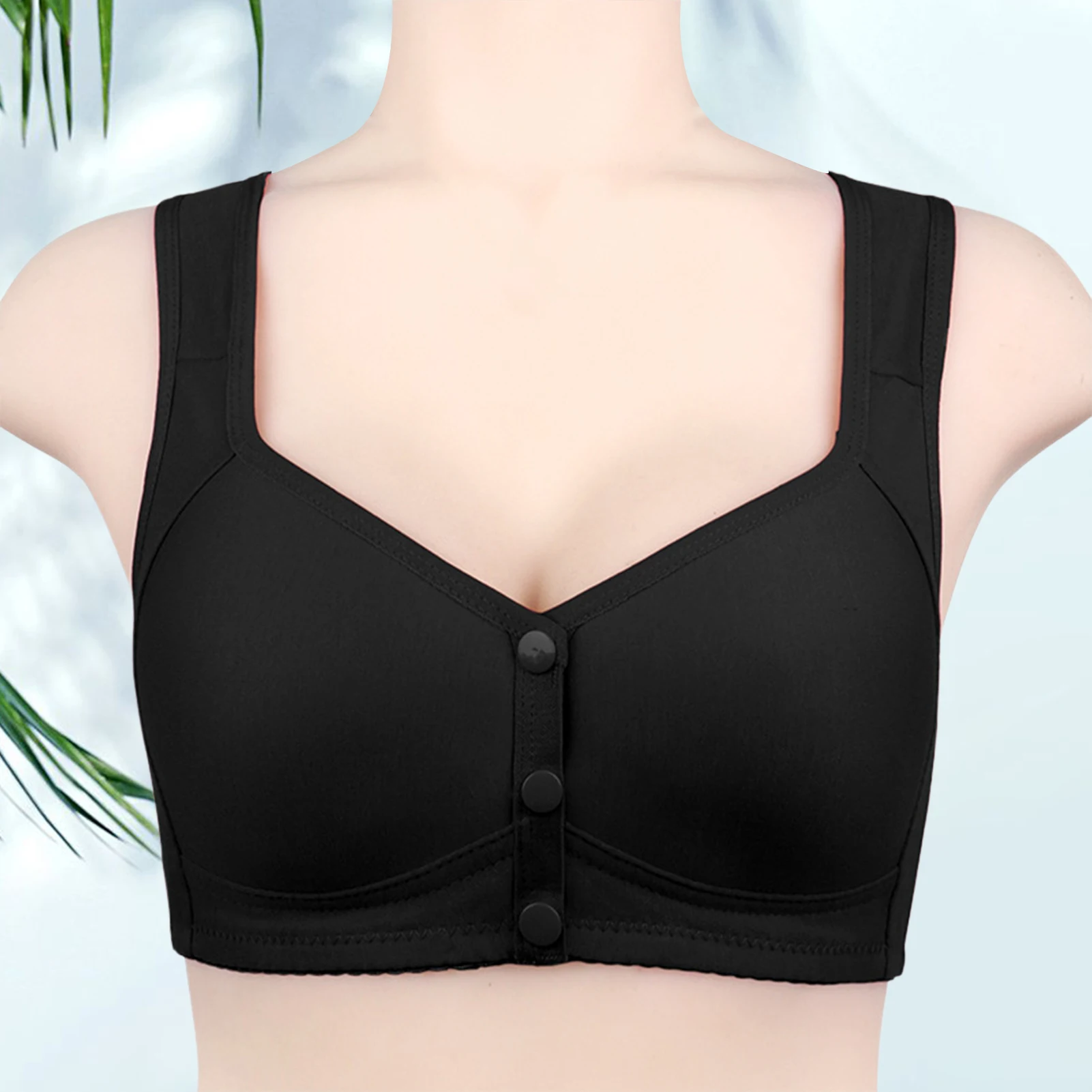 Women Full-Coverage Bra Large Size Everyday Sports Bras Solid Color  Wirefree Middle Age Female Inner Wear, Beyondshoping