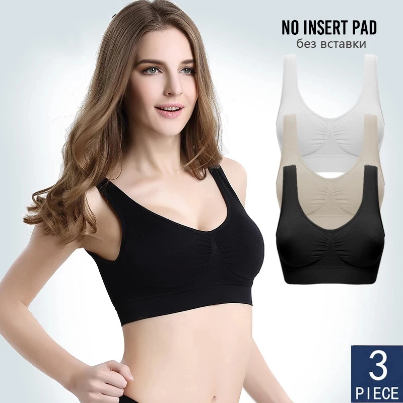 3pcs Bras For Women Plus Size Bra With Pads Seamless Underwear Women Active  Brassiere Bra Breathable Mesh Wireless Vest Bra, Beyondshoping