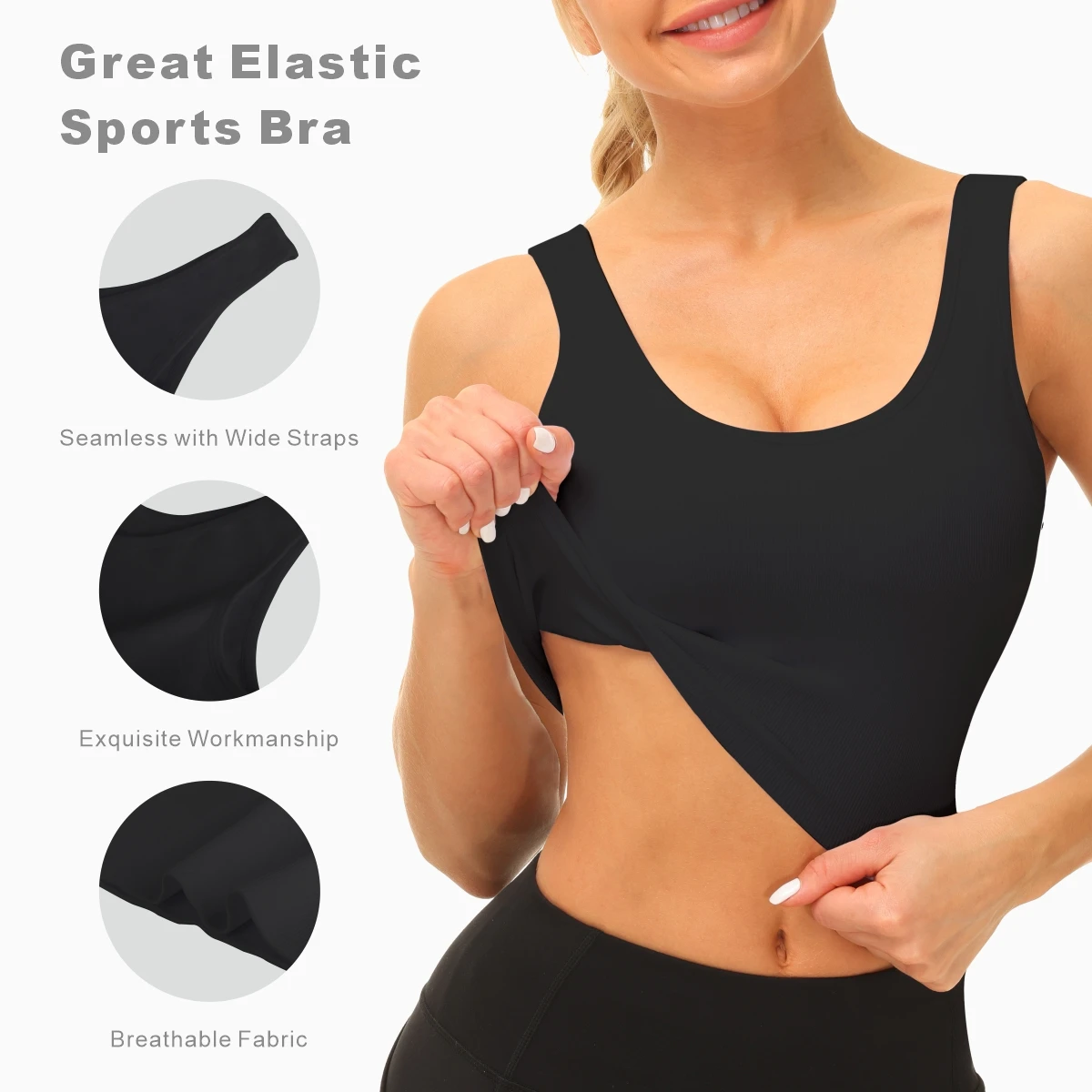 Sexy Sports Bras For Women- Padded Seamless High Impact Support Yoga Sports  Bras For Gym Workout Fitness Running, Breathable Tank Tops,6 Colors And 5