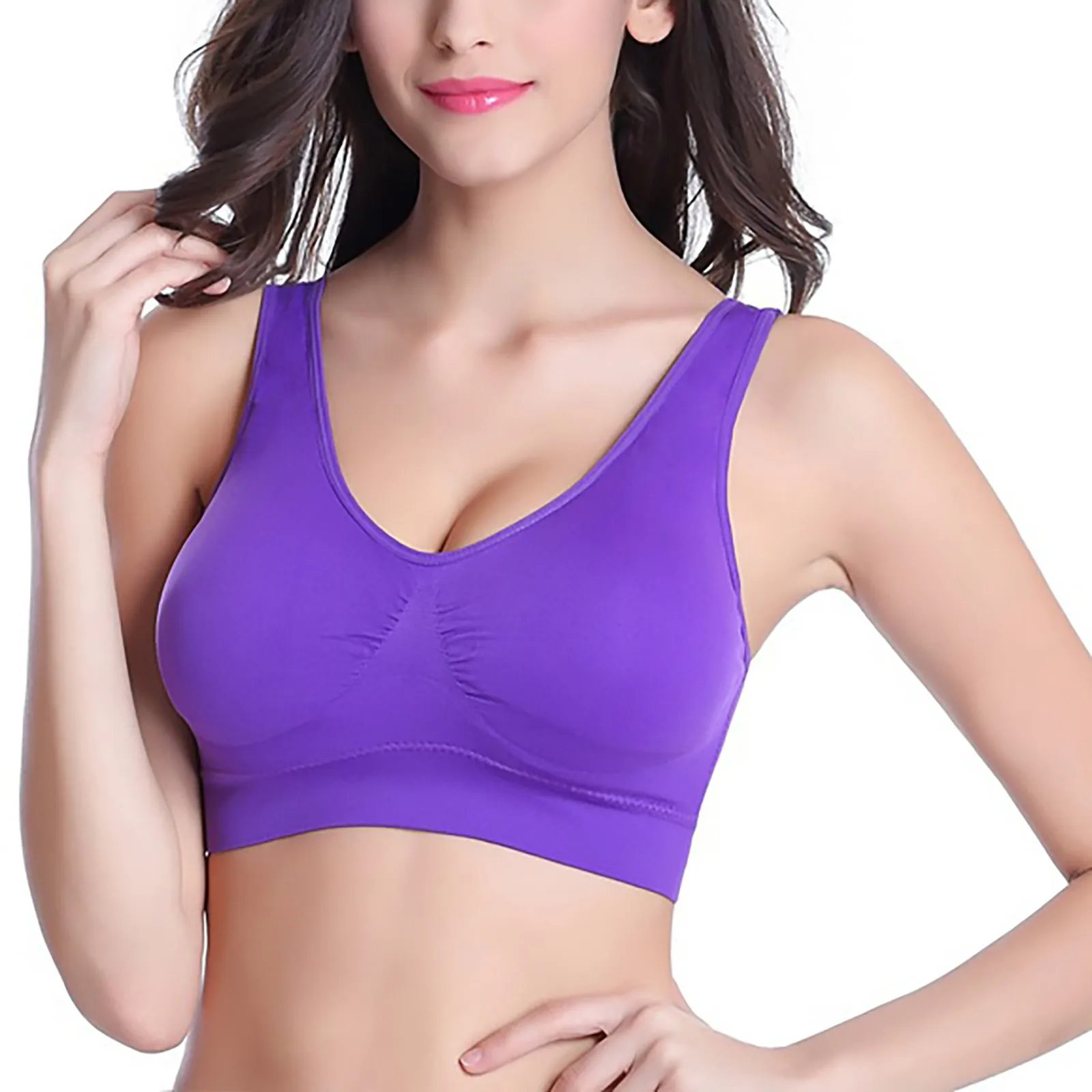 Women Front Button Underwear Large Size Snap Sleep Bra Solid Color