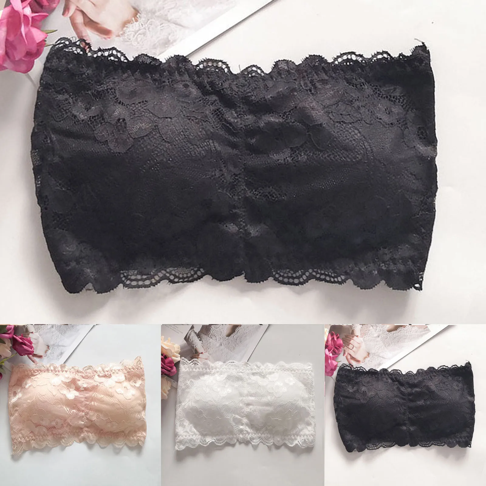 Strapless Bra For Women Sexy Lace Lingerie Wrapped Chest Seamless Invisible  Bra Underwear Lace Tank Top Lace Large Size Bra, Beyondshoping