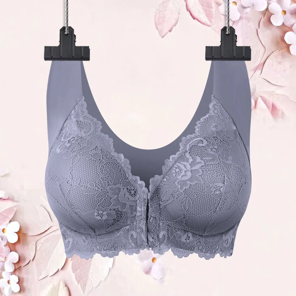 Women Front Button No Wire Bra Large Breasts Breathable Underwear Push Up  Soft Solid Without Steel Ring Comfortable Female Bra, Beyondshoping