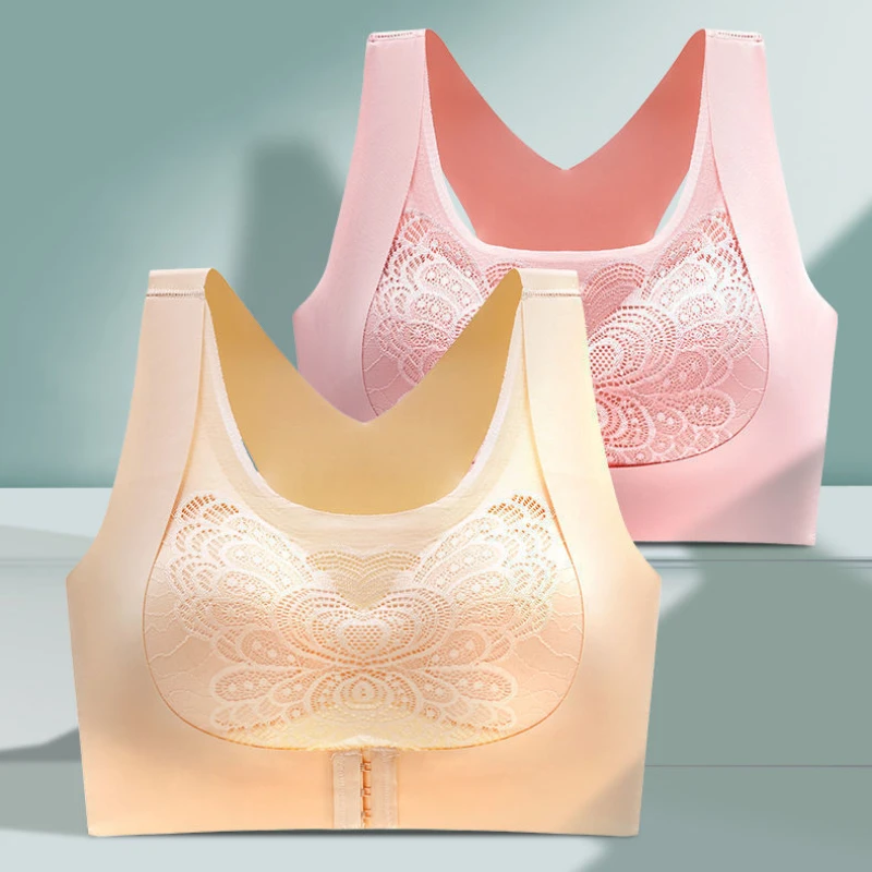 Seamless Beauty Back Women Lace Front Buckle Underwear Adjustable Corrected  Hunchback Sexy Vest Gathered Wireless Active Bras, Beyondshoping