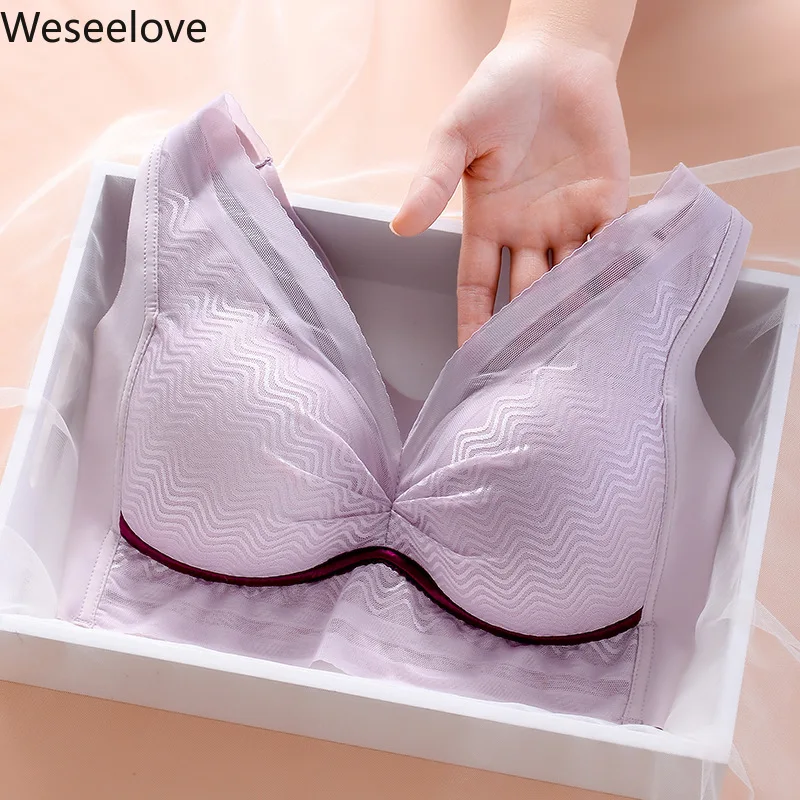 Women Front Button Underwear Large Size Snap Sleep Bra Solid Color Wirefree  Middle Age Female Inner Wear brasieres para mujer, Beyondshoping