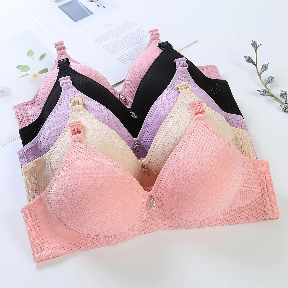 One-piece No Wire Comfort Thin Sleep Bra Plus Size Workout Activity Bras  With Non Removable Pads Shaping Solid Color Lace Bras, Beyondshoping