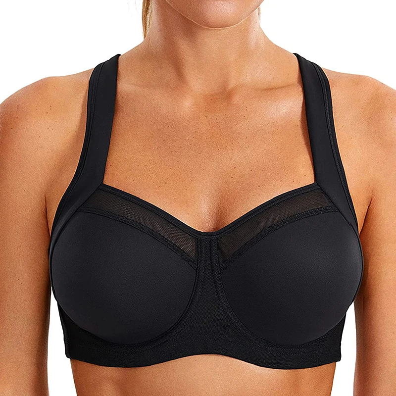 High Impact Sports Bra for Women Full Coverage Front Adjustable