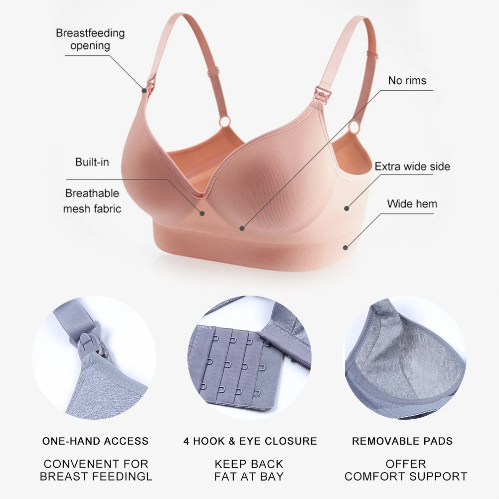 Wirefree Nursing Maternity Bra Clothing Cotton Breastfeeding Bra for  Pregnant Women Pregnancy Breast Sleep Underwear (Bands Size : One Size,  Color 