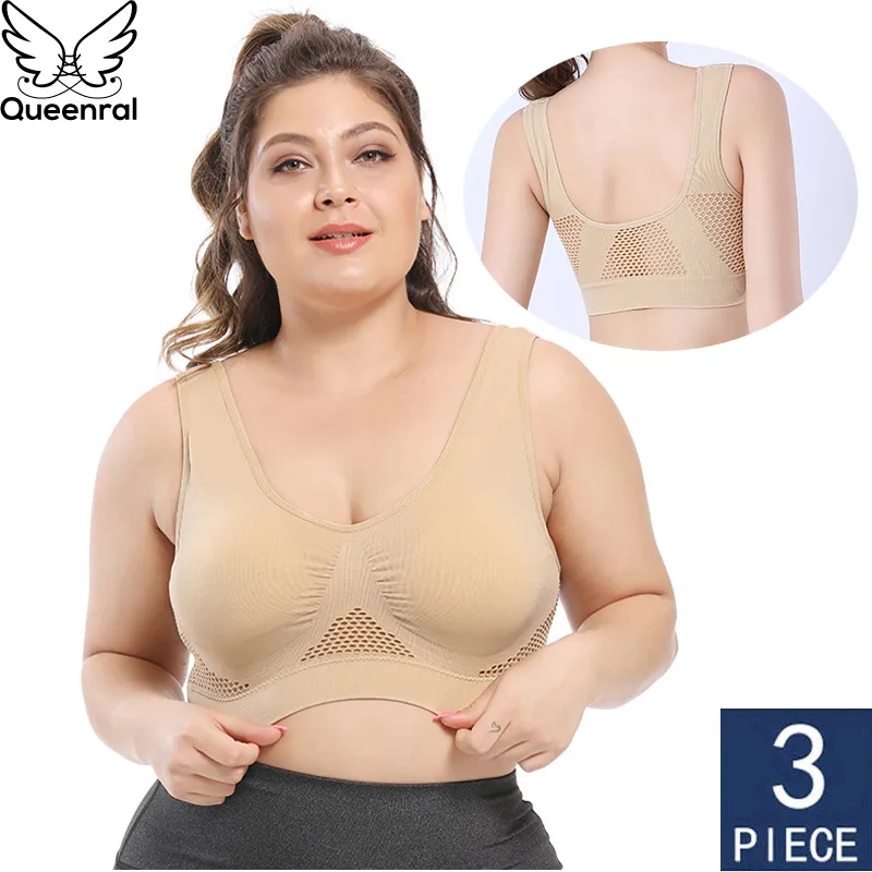 3pcs Bras For Women Plus Size Bra With Pads Seamless Underwear Women Active  Brassiere Bra Breathable Mesh Wireless Vest Bra, Beyondshoping
