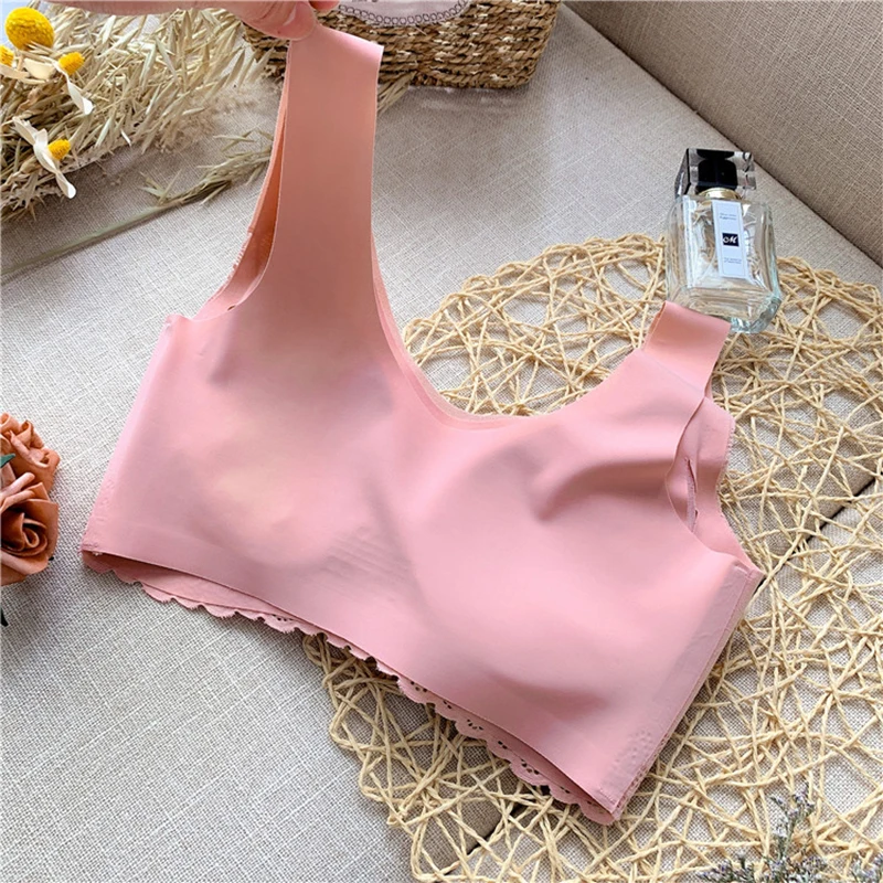 Seamless Bra Women Lace Underwear BH Push Up Bralette With Pad Vest Latex  Bra Low Bust Soft Active Sexy Lingerie Crop Top Bras, Beyondshoping
