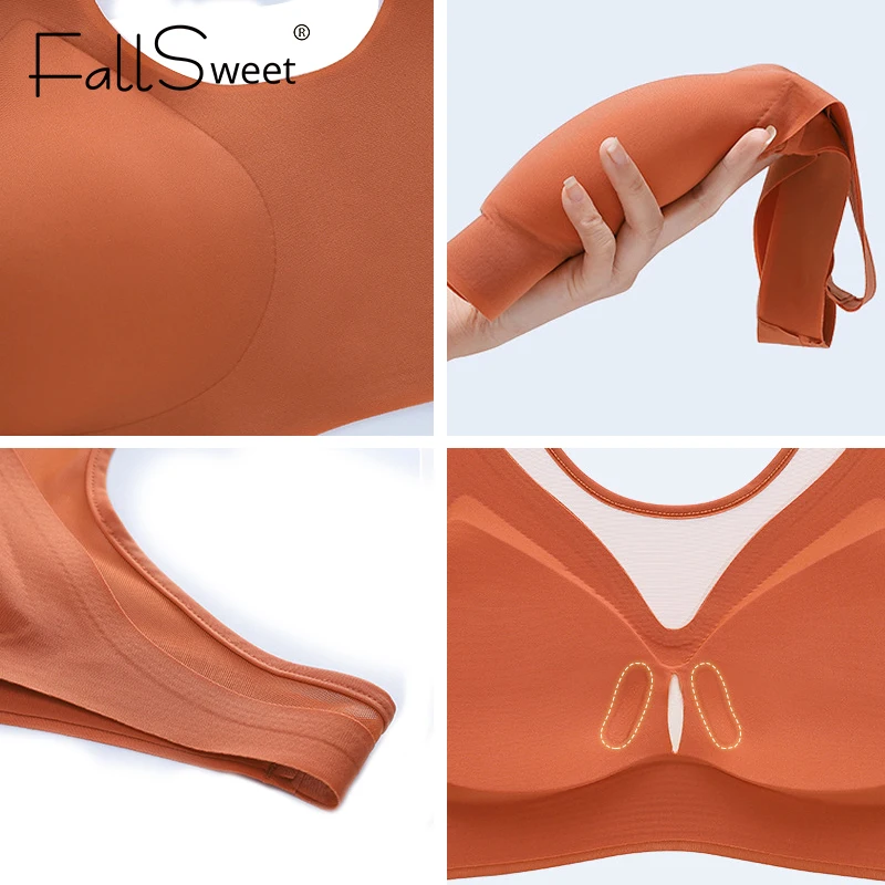 FallSweet Plus Size Seamless Bra Women's Underwear Full Cup Lingerie Sexy  Active Wire Free Bras M to 6XL, Beyondshoping