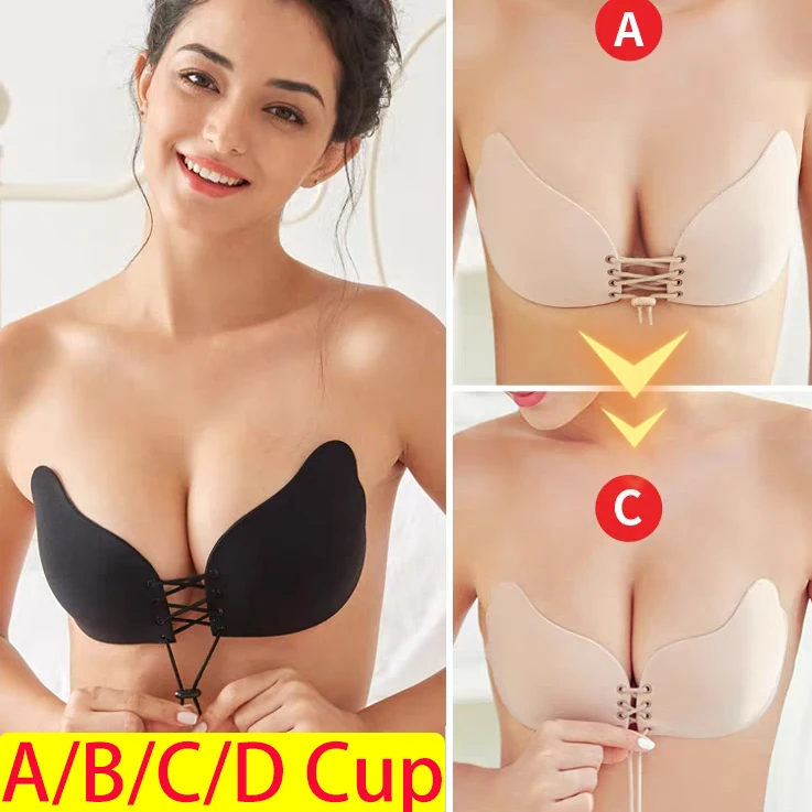Butterfly Adhesive Bra With Lace C & D cups Available in black and