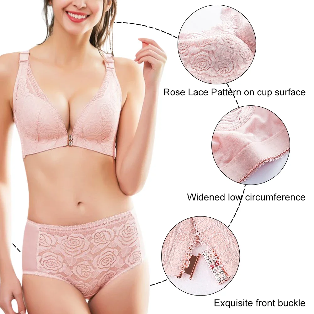 Women Casual Bra Button Front Closure Push Up Breathable Underwear
