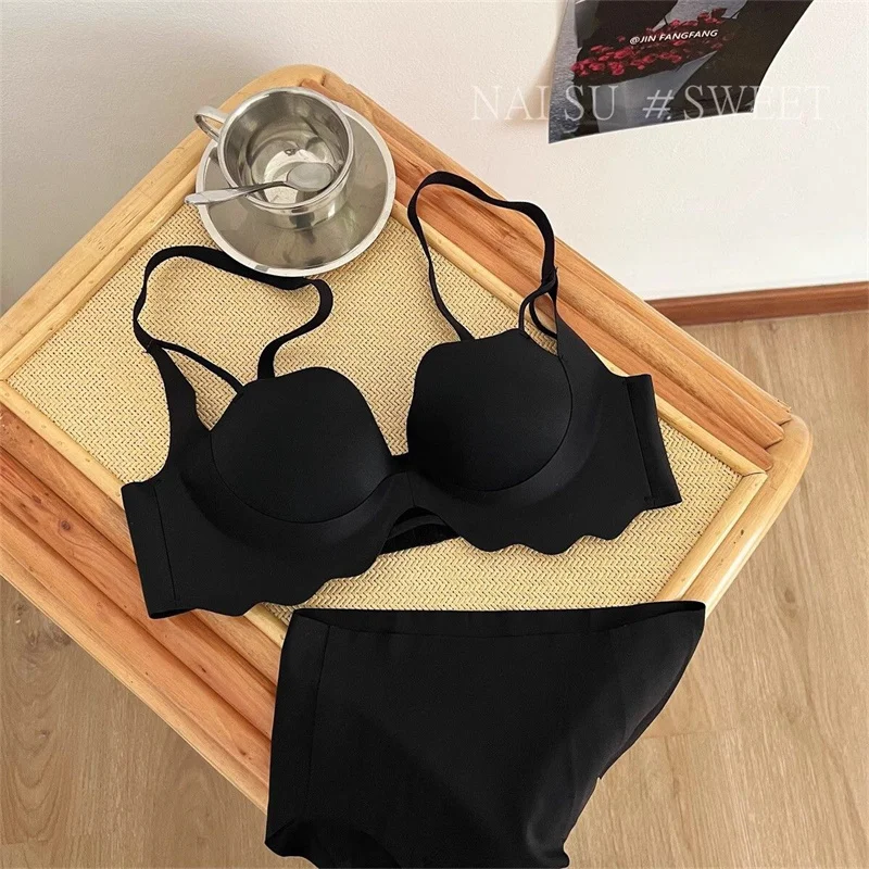 SP&CITY Korean Simple Cotton Breathable Sexy Thin Bra For Women Without  Steel Ring Gathered French Bralette Seamless Female Bras