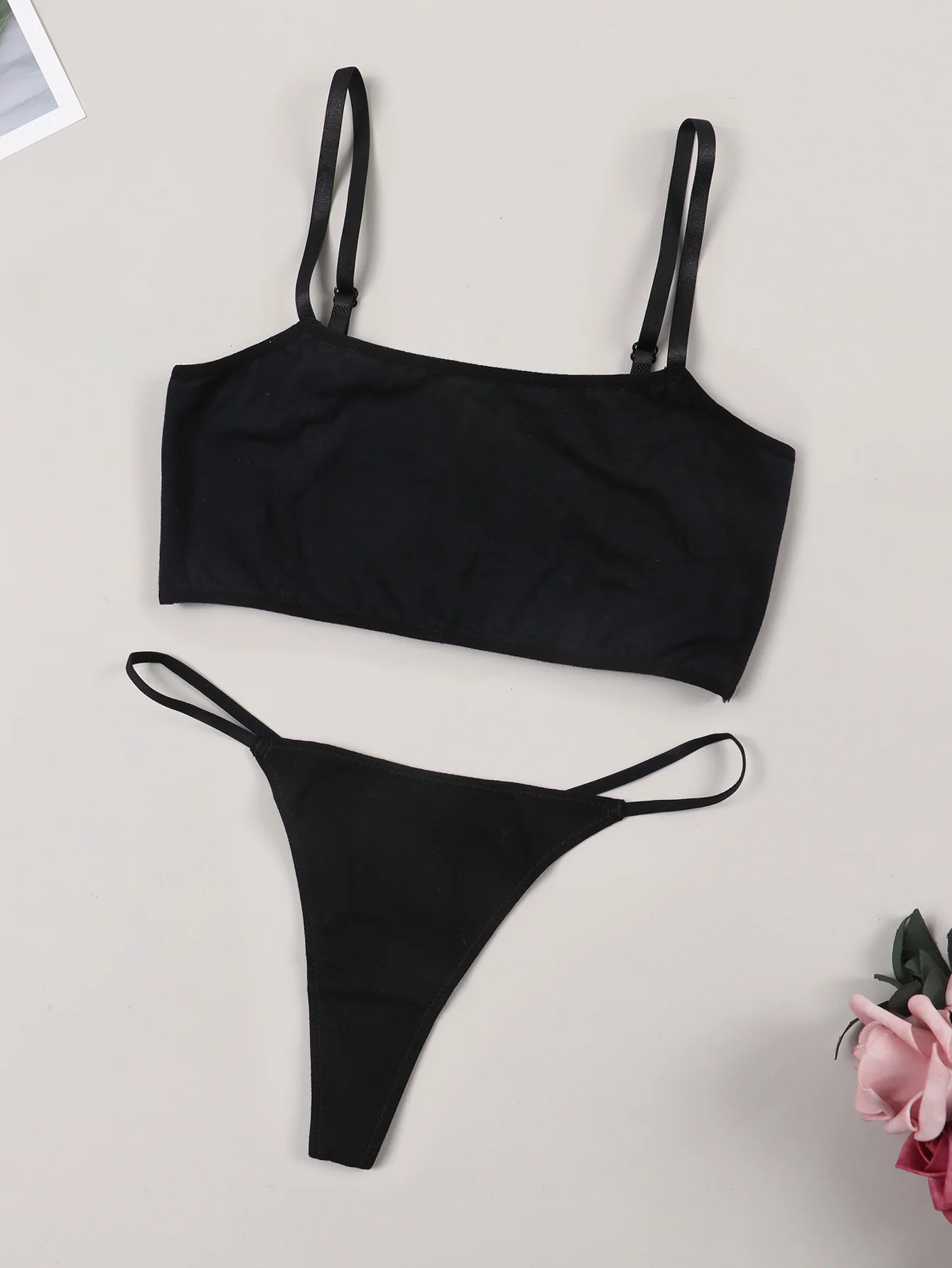 Logirlve Fashion Black Underwear Women Bra Set Push Up Brassiere