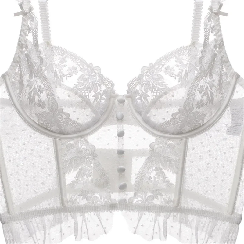 Bras Sets Lingerie Sexy Women's Underwear Set Push Up Brassiere Lace  Transparent Bra Panty Sets Wedding White Thin Underwear Sexy Bra 230603