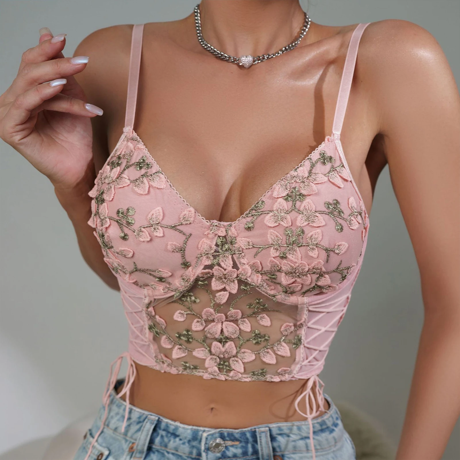 Pink Floral Crop Top Corset – Kinky Cloth