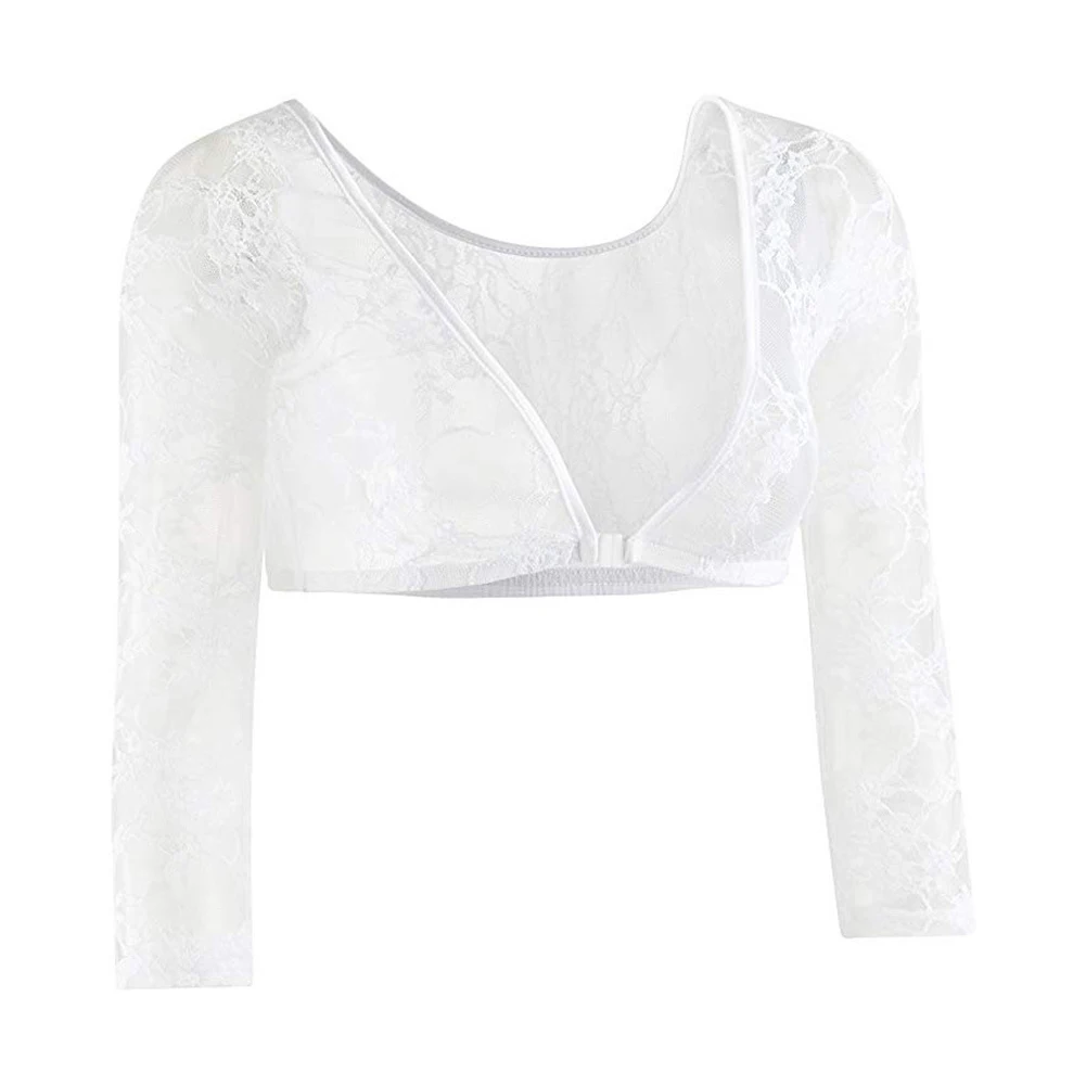 Ladies White T Shirt Womens Solid See Through Long Sleeve Seamless Arm  Shaper Top Mesh Shirt