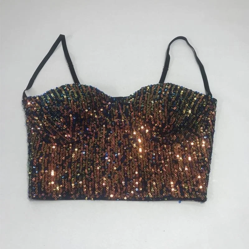 Sexy Women's Sequin Glitter Corset Camis Tank Tops Crop Top X~XXL for For  Nightclub Party Club Daily, Beyondshoping