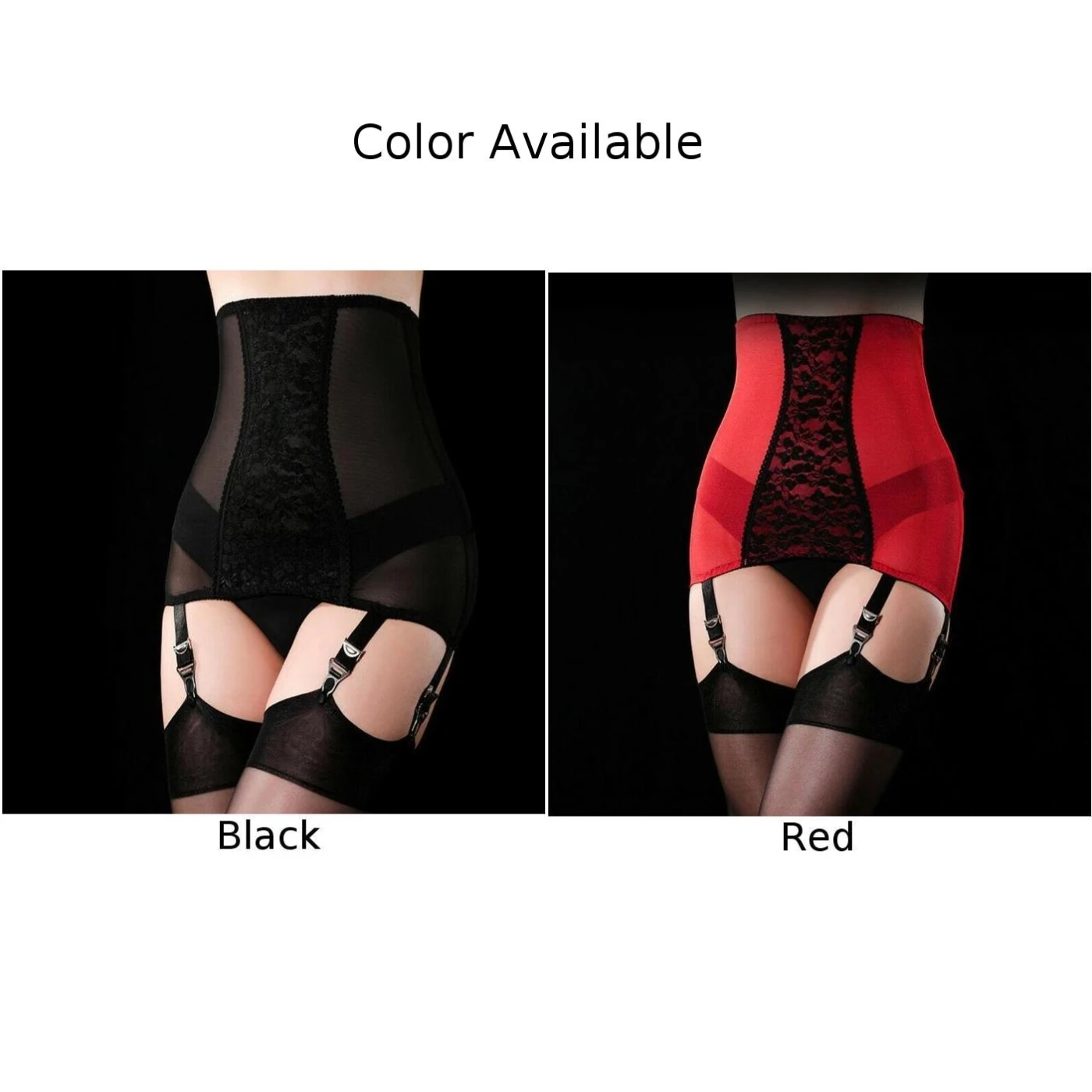 Red Vintage Girdle Lace Garter Belt Plus Size Womens Sexy Black