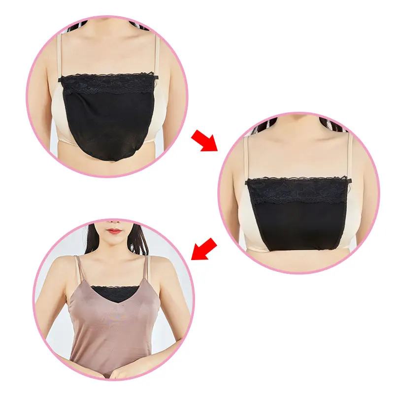 Cheap Women's Lace Clip-on Mock Camisole Bra Insert Anti Peep Invisible Cleavage  Cover Up Overlay Modesty Panel Vest Tanks for Lady