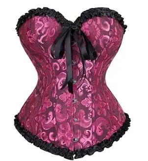 Overbust Corsets Tops Sexy Lace Plus Size Brocade Floral Women
