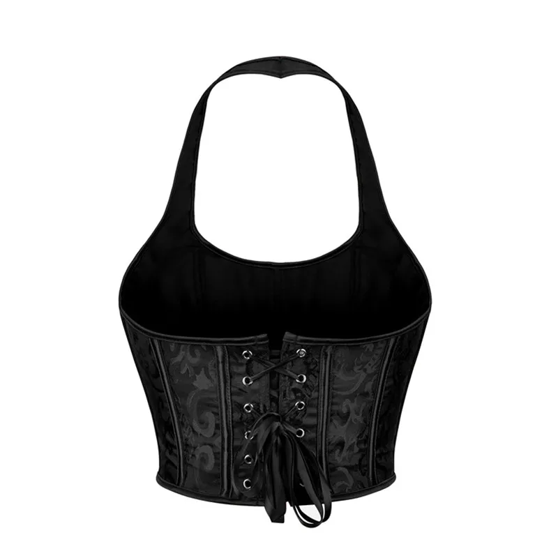 Sexy Gothic Corset Crop Top Vest Women Sexy Halter Bustier Vintage Medieval Tank  Tops Female Clothing Plus Size Party Clubwear, Beyondshoping