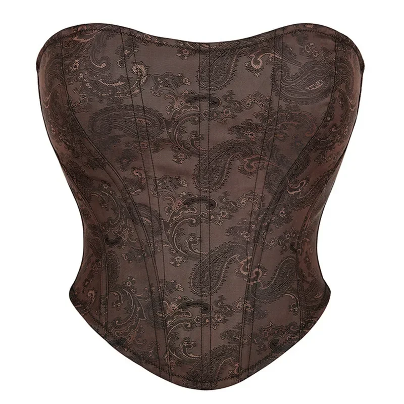 Push Up Women Sexy Gothic Flower Embroidery Corset Top Bustiers