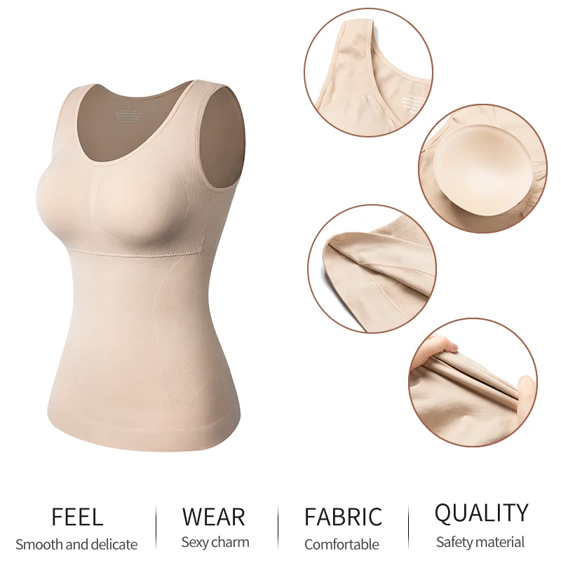 Plus Size Camisole Tank Top Shapewear for Womens Removable Pads