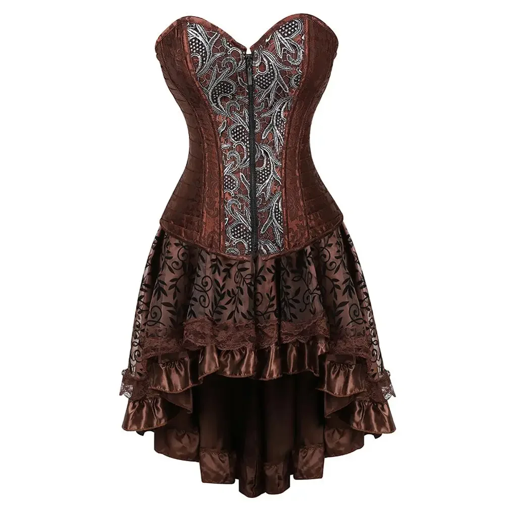 Steampunk Gothic Corset Skirt Lace Overlay Bustier Dress Vintage Style  Korsage Set Sexy Femme Carnival Party Clubwear Costumes, Beyondshoping