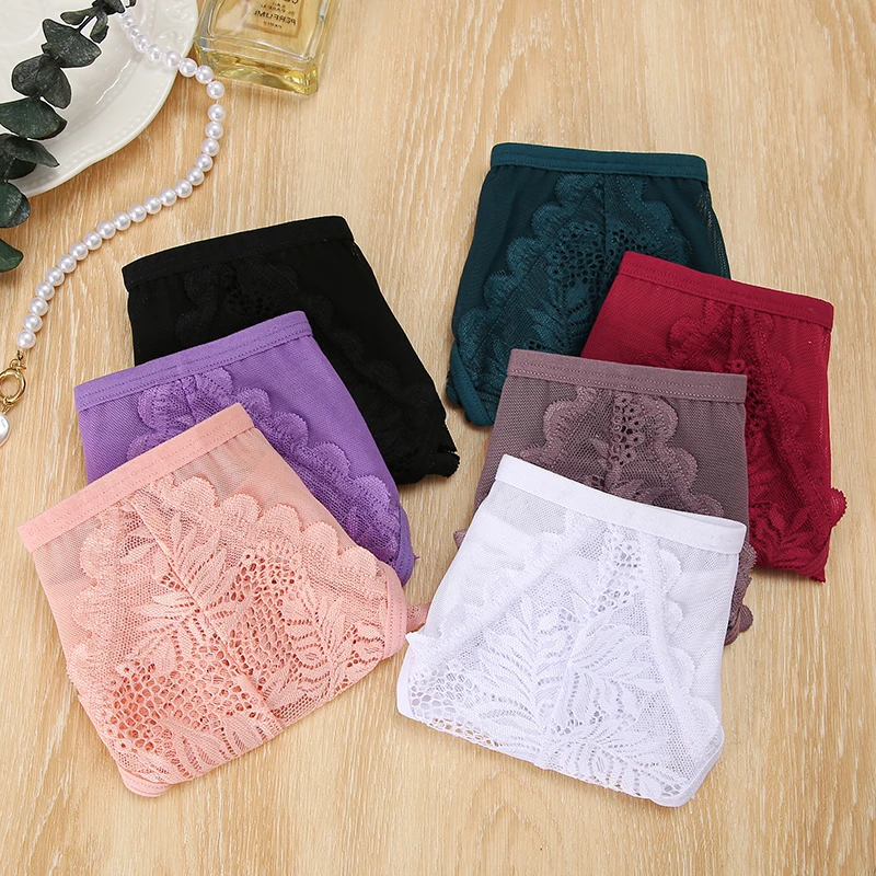 Cheap Lace Thongs 3Pcs/set Women Sexy G-string Underpants S-XL Lace  Underwear Ladies Floral Panties Female Lingerie