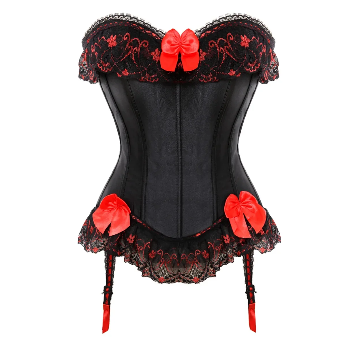 Sexy Women Lace Floral Bow Corsets Burstiers Lingerie Top Carnival Vintage  Satin Overbust Waist Cincher Slim Body Shaper, Beyondshoping