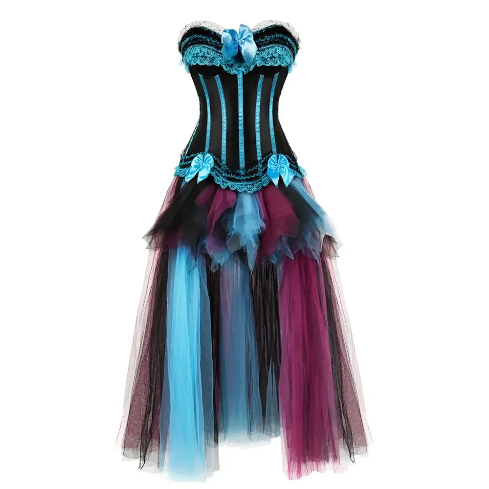 Grebrafan Push up Corsets for Women Plus Size Striped Bustier Burlesque  (UK(6-8) S, Black) : : Fashion