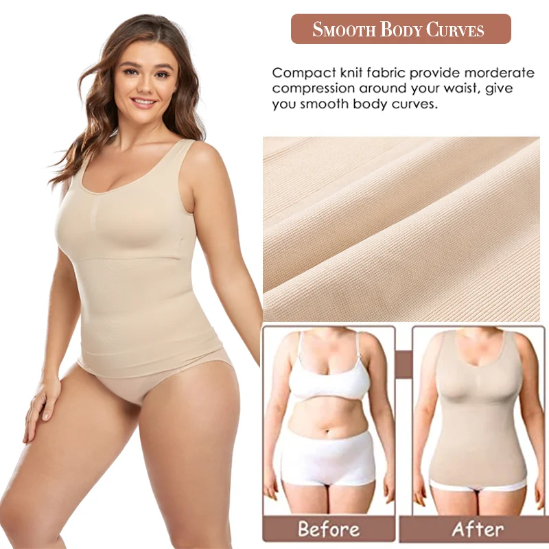 Plus Size Womens Body Shaper Set: Bra, Cami, Shapewear Tank Top