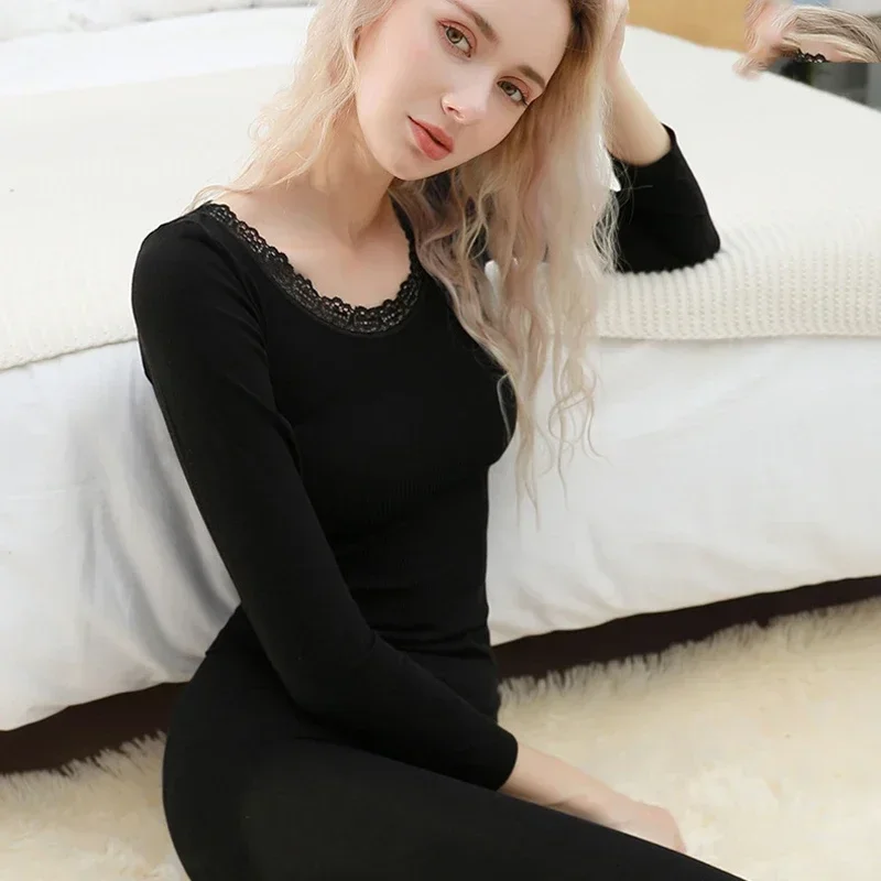 Women Thermal Underwear Set Woman Winter Clothing Warm Suit Long Sleeve Top  And Pants Leggings Thermo Lingerie Undershirt