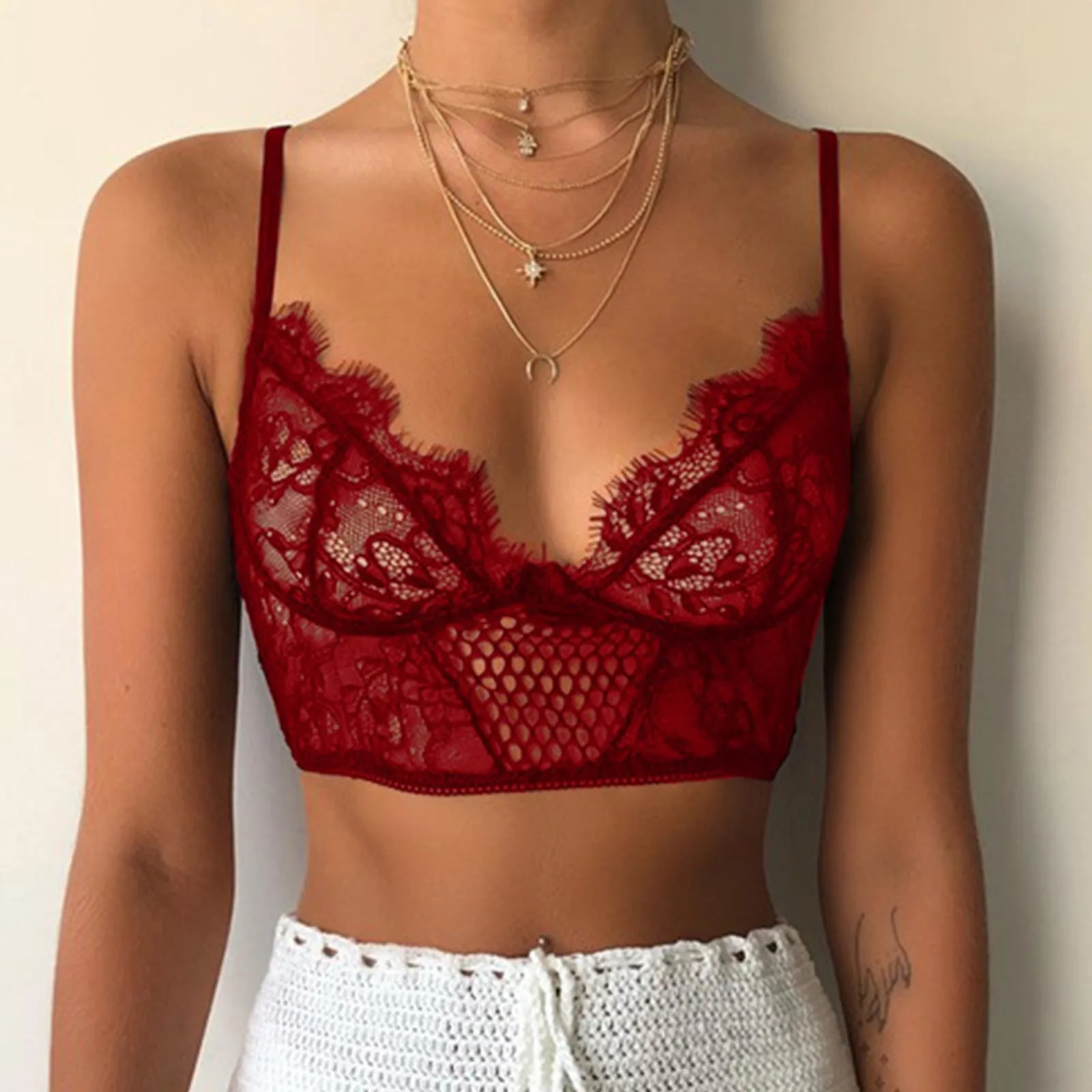 Summer Sexy Bra Women Crop Tops Sports Spaghetti Strap Vest Top Nylon  Casual Tube Top Off Shoulder Sleeveless Camisole Underwear