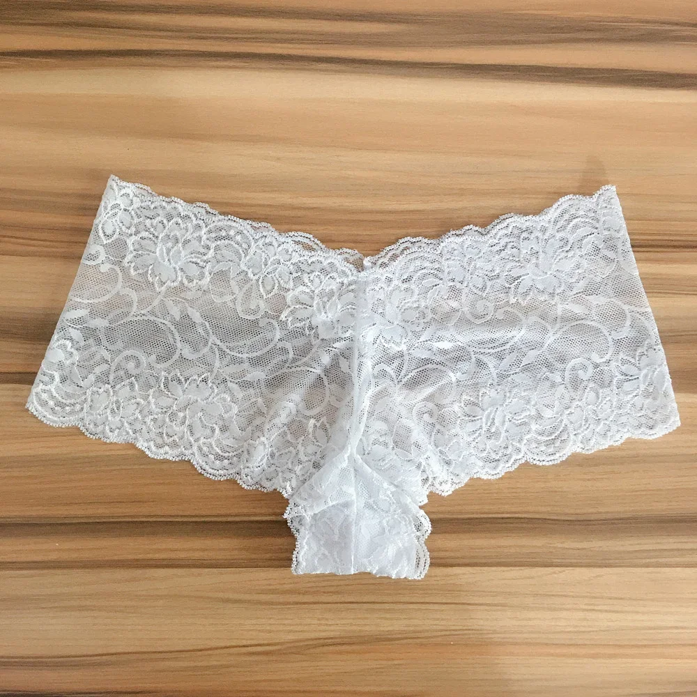 Womens Sexy Floral Lace Thongs,G-String Waist Cheeky Panties Mesh Boy  Shorts Underwear Ultra-Thin Hollow Out Transparent