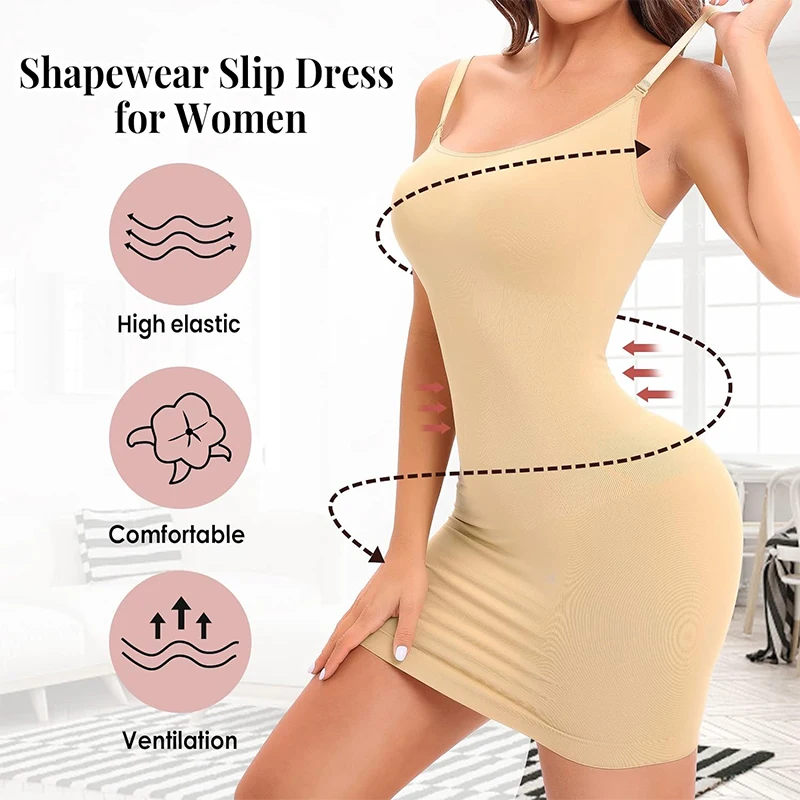 Women Shapewear Slips for Under Dresses Cami Full Silp Dress Tummy Control  Seamless Body Shaper Corset Sexy Lingerie Underwear, Beyondshoping
