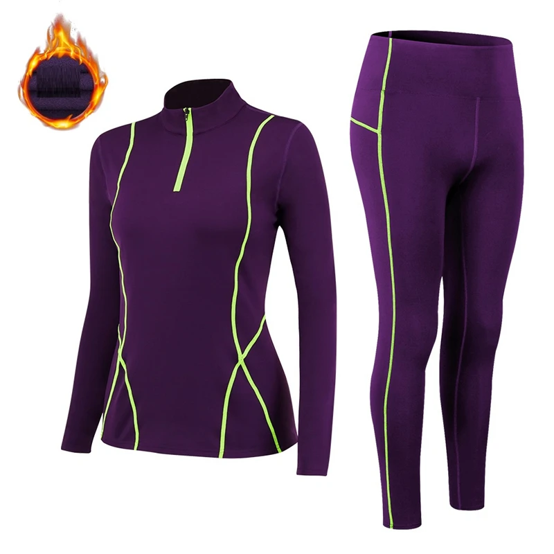 Men Seamless Elastic Thermal Underwear Inner Wear Winter Warm  Clothes(Purple 2XL,Women) 