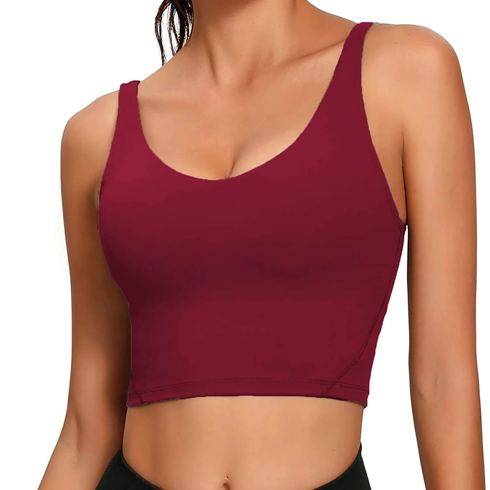 New Padded Bra Tank Top Women Spaghetti Solid Cami Top Vest Female Camisole  With Built In Bra Fitness Clothing - Beyondshoping