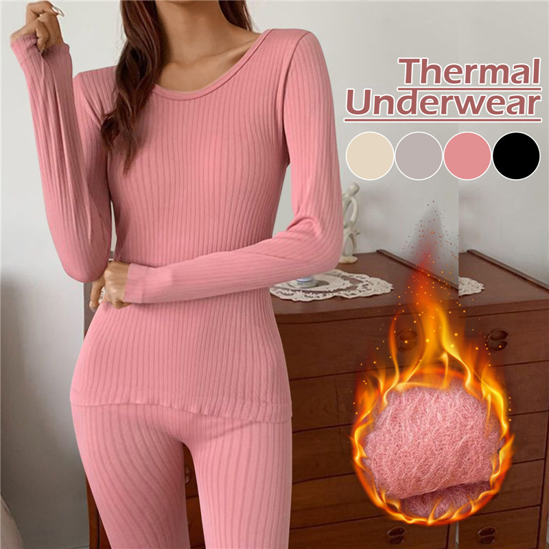 Thermal Underwear Women Suit Thicken Lamb Fleece High Elastic High