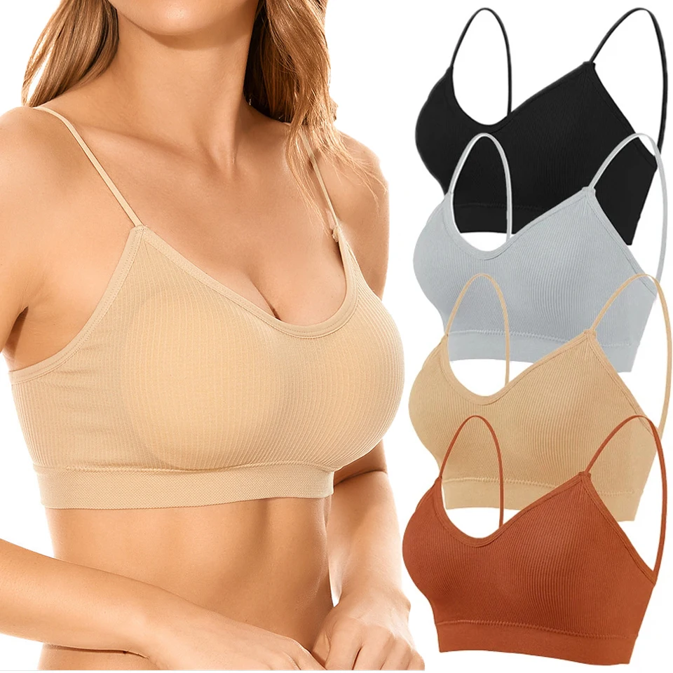 3 Pack Sports Bras Tank Top Low Back Sleep Bra Seamless Without Steel Ring  V Neck Cami Everyday Backless Bra With Removable Pads, Beyondshoping