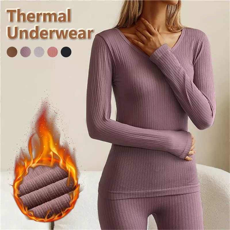 Men/Women Long Johns Pants Self-Heating Thermal Underwear Set Winter Warm