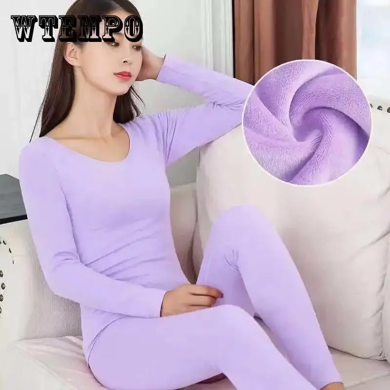 Sexy Thermal Underwear Women Suit Thin Round Neck Tight-fitting Long Body  Shaped Slim Intimate Sets Pajamas Warm Autumn Winter, Beyondshoping