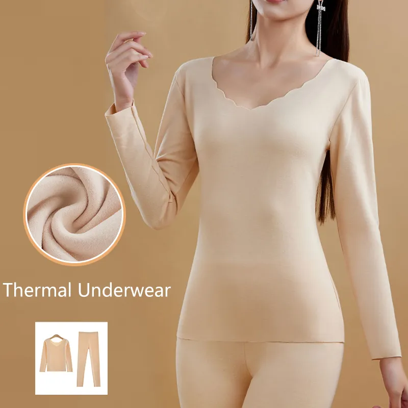 Women's Thermal Underwear Winter Clothes Seamless Thick Warm Lingerie Women  Thermal Clothing Set Women Underwear Set 2 Pcs, Beyondshoping