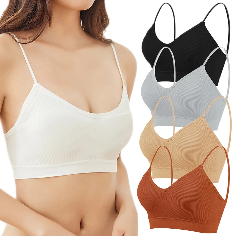 3 Pack Sports Bras Tank Top Low Back Sleep Bra Seamless Without